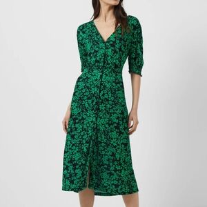 French Connection Green and Black Midi Dress